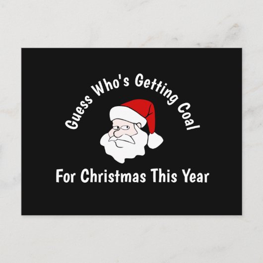 クリスマスのはがきに人が石炭を手に入れる ポストカード (正面)