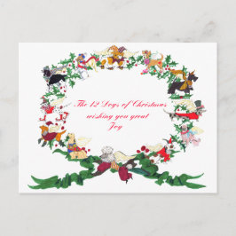クリスマスのはがきの十二犬たち シーズンポストカード