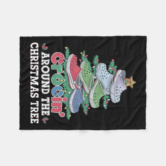 クリスマスのまわりにの木が折れるのまわりに フリースブランケット (正面(横))