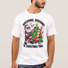 クリスマスのまわりにの木を揺らす Tシャツ