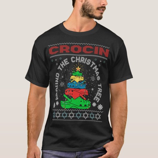 クリスマスのまわりにツリーのクロシン Tシャツ (正面)