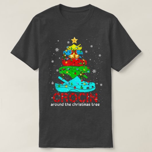 クリスマスのまわりにツリーをクロシン Tシャツ (デザイン正面)