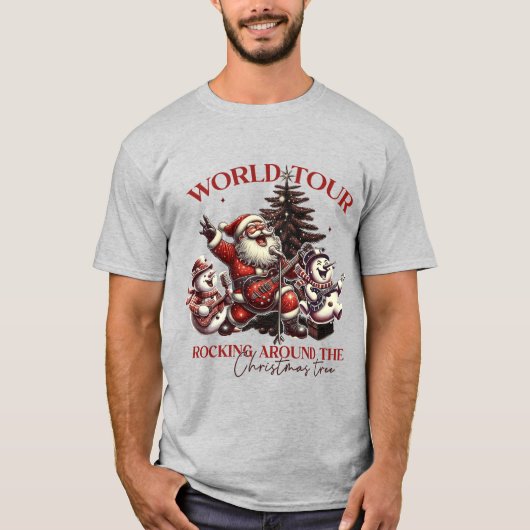 クリスマスのまわりにツリー北極バンドのロッキング Tシャツ (正面)