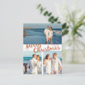 クリスマスのもみの木と3枚の写真 ホリデー ポストカード (スタンド正面)