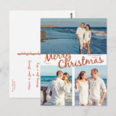 クリスマスのもみの木と3枚の写真 ホリデー ポストカード (正面/裏面)