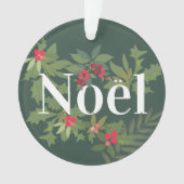 クリスマスのもみの木の葉と実のホリデー オーナメント (正面)