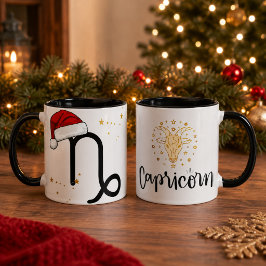 クリスマスのやぎ座のサンタ帽 マグカップ