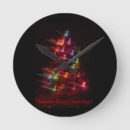 クリスマスのようなサウンド（ツリーとノート） ラウンド壁時計