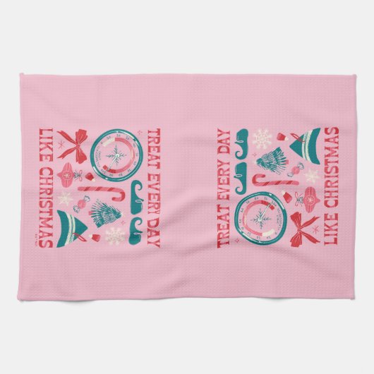 クリスマスのように毎日を扱う キッチンタオル (横)