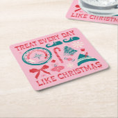 クリスマスのように毎日を扱う スクエアペーパーコースター (アングル)