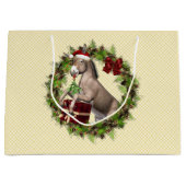 クリスマスのろばのサンタの休日のギフトバッグ ラージペーパーバッグ (正面)