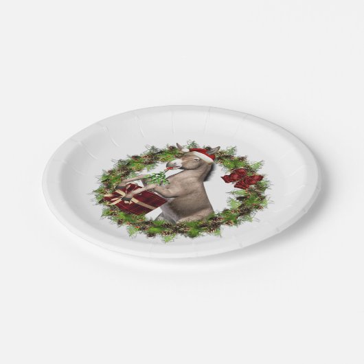 クリスマスのろばのサンタの紙皿 ペーパープレート (アングル)