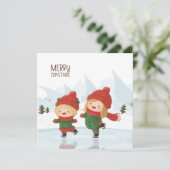 クリスマスのアイススケートをする女の子 シーズンカード (スタンド正面)