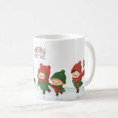 クリスマスのアイススケートをする子供たち コーヒーマグカップ (正面右)