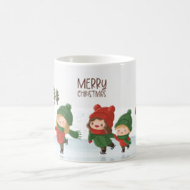 クリスマスのアイススケートをする子供たち コーヒーマグカップ