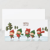 クリスマスのアイススケートをする子供たち シーズンカード (正面/裏面)