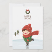 クリスマスのアイススケートをする子供 シーズンカード (正面)