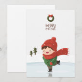クリスマスのアイススケートをする子供 シーズンカード (正面/裏面)
