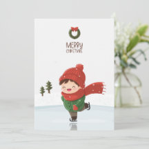 クリスマスのアイススケートをする子供