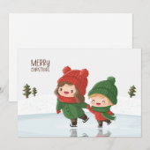 クリスマスのアイススケートを楽しむ子供たち シーズンカード (正面/裏面)