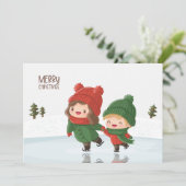 クリスマスのアイススケートを楽しむ子供たち シーズンカード (スタンド正面)