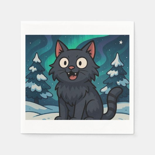 クリスマスのアイスランドのユールキャット スタンダードカクテルナプキン (正面)