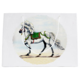 クリスマスのアイスランドの馬 ラージペーパーバッグ