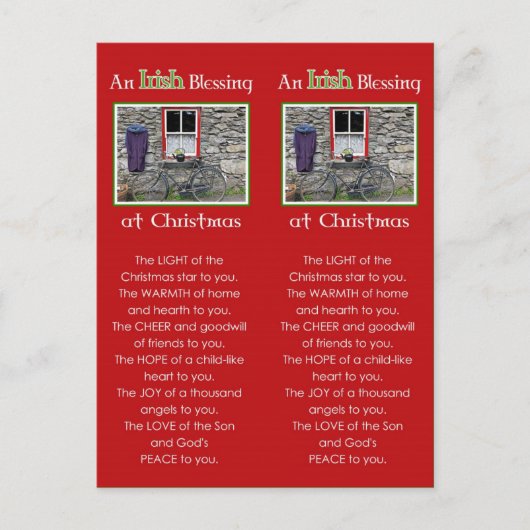 クリスマスのアイルランドの祝福のしおり シーズンポストカード (正面)