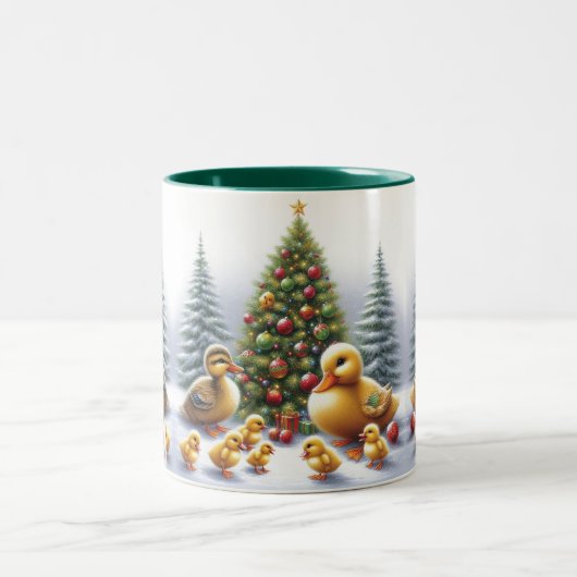 クリスマスのアヒルの子 ツートーンマグカップ (中央)