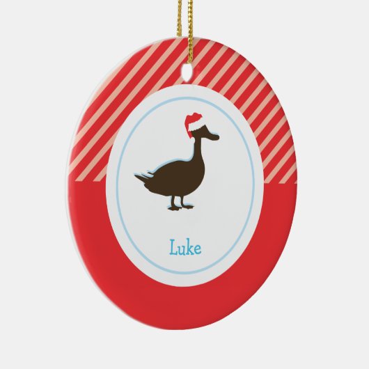 クリスマスのアヒル|の休日のオーナメント セラミックオーナメント (右)