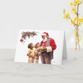 クリスマスのアフリカ系アメリカ人の子どものスマイル カード (黄色い花)