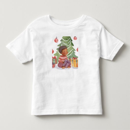 クリスマスのアフリカ系アメリカ人の幼児 トドラーTシャツ (正面)