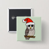 クリスマスのアメリカフクロウサンタ 缶バッジ (正面&裏面)
