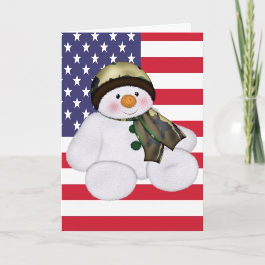 クリスマスのアメリカ軍人スノーマン シーズンカード (正面)