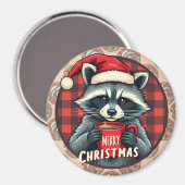 クリスマスのアライグマのカカオチアー マグネット (正面/裏面)