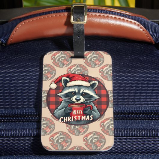クリスマスのアライグマのカカオチアー ラゲッジタグ (正面インサイチュ2)