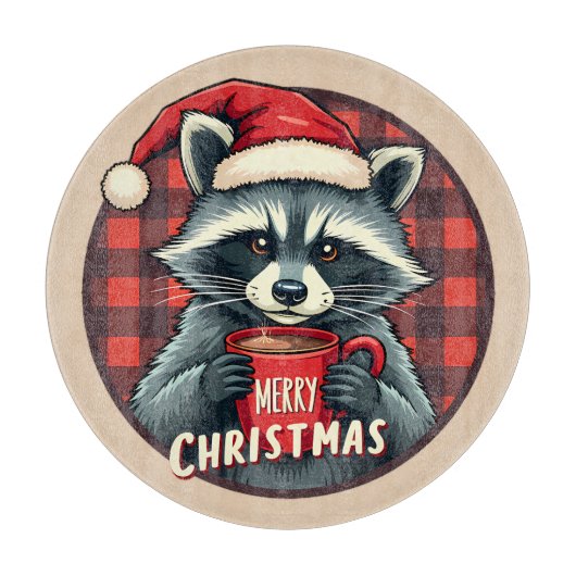 クリスマスのアライグマのココアの喜び カッティングボード (正面)