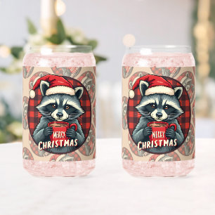 クリスマスのアライグマのココアの喜び ガラス缶