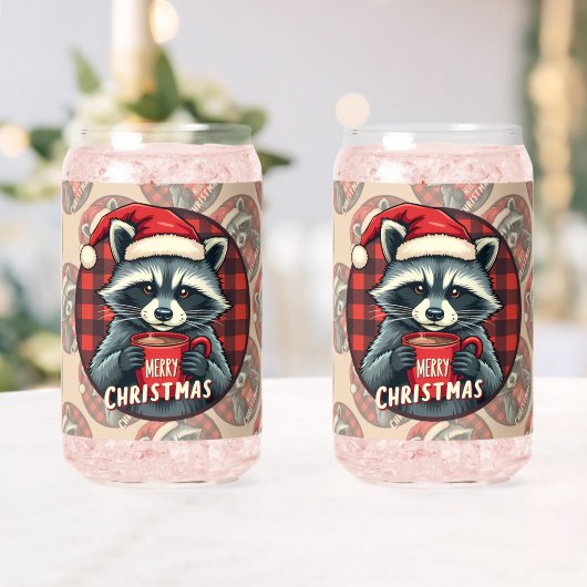 クリスマスのアライグマのココアの喜び ガラス缶 (インサイチュ (ウェディング))