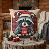 クリスマスのアライグマのココアの喜び クッション