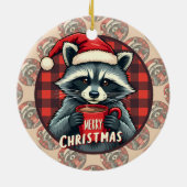 クリスマスのアライグマのココアの喜び セラミックオーナメント (裏面)