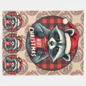 クリスマスのアライグマのココアの喜び フリースブランケット (正面(横))