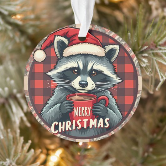 クリスマスのアライグマの可愛いココア オーナメント (ツリー)
