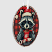 クリスマスのアライグマの可愛いココア オーナメント (正面)