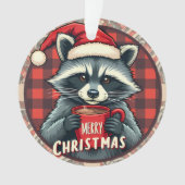 クリスマスのアライグマの可愛いココア オーナメント (正面)