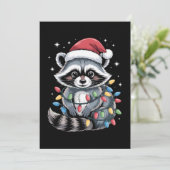 クリスマスのアライグマサンタ帽子イルミネーション冬 招待状 (スタンド正面)
