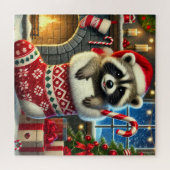 クリスマスのアライグマパズル ジグソーパズル (横)