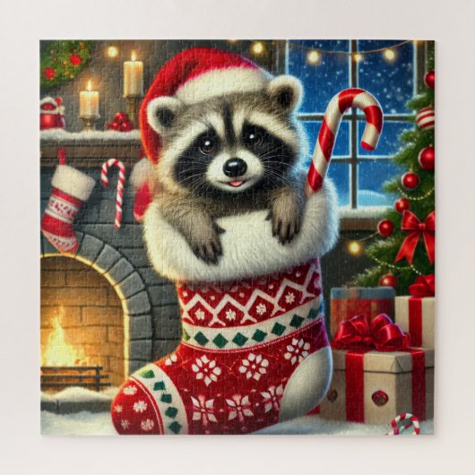 クリスマスのアライグマパズル ジグソーパズル (縦)