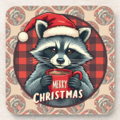 クリスマスのアライグマ ココアの喜び コースター (正面)
