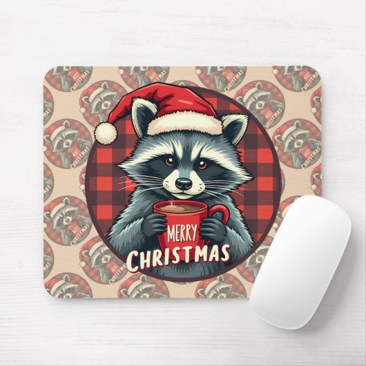 クリスマスのアライグマ ココアの喜び マウスパッド (マウス)